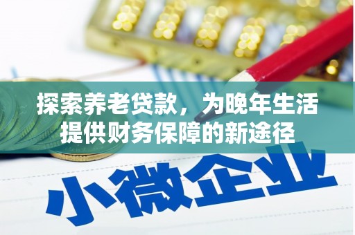 马公探索养老贷款，为晚年生活提供财务保障的新途径