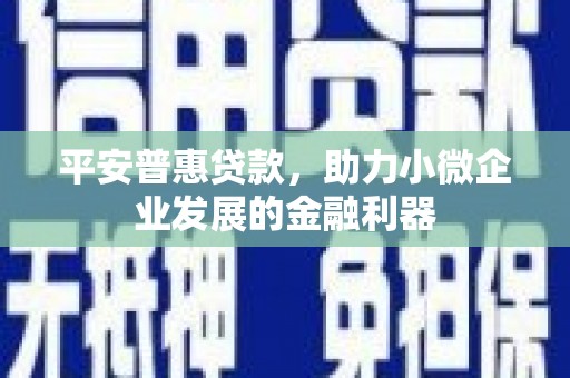 马公平安普惠贷款，助力小微企业发展的金融利器
