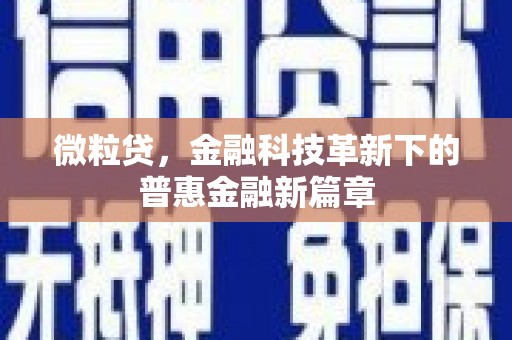 马公微粒贷，金融科技革新下的普惠金融新篇章