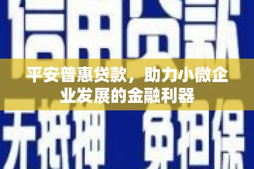 马公平安普惠贷款，助力小微企业发展的金融利器