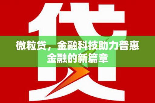 马公微粒贷，金融科技助力普惠金融的新篇章